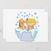 Junge waschende Hundeeinladungen Einladung (Vorne/Hinten)