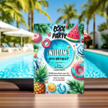 Junge Wasser blau Cool Pool Party 13. Geburtstag