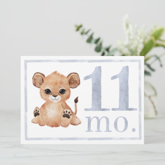 Junge Wasserfarbe Meilenstein Elf Monate alte Kart Einladung (Stehend Vorderseite)