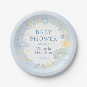 Junge Wasserfarbe Regenbogen-Baby-Party Pappteller