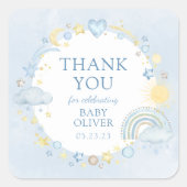 Junge Wasserfarbe Regenbogen Sippe und sehen Quadratischer Aufkleber (Vorderseite)