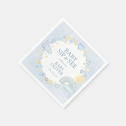 Junge Wasserfarbe Regenbogen Sippe und sehen Serviette (Ecke)