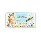 Junge Wasserfarbenfarm Adressaufkleber (Vorne)