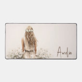 Junge Wasserfarbenfrau in Daisy Meadow Schreibtischunterlage (Vorderseite)