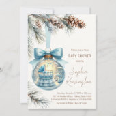 Junge Weihnachtsschmuck Winter Baby Dusche Einladung (Vorderseite)