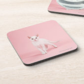 Junge weiße Katze Untersetzer (Linke Seite)