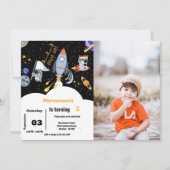 Junge Weltraumplanet Astronaut Geburtstag Einladung (Vorderseite)
