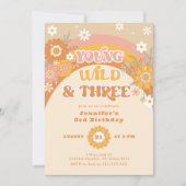 Junge wild und drei Retro-Geburtstag Einladung (Vorderseite)