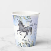 Junge wild und frei galoppierend Appaloosa Geburts Pappbecher (Rückseite)
