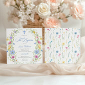 Junge Wildblume Aquarelltaufe Einladung