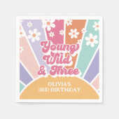 junge wilde drei Retro Sunshine Rainbow Daisy Serviette (Vorderseite)