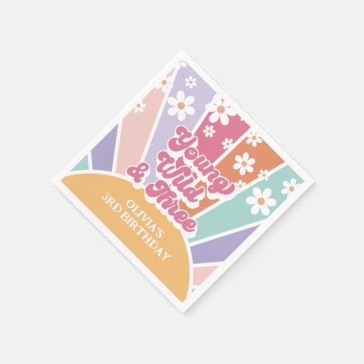 junge wilde drei Retro Sunshine Rainbow Daisy Serviette (Ecke)