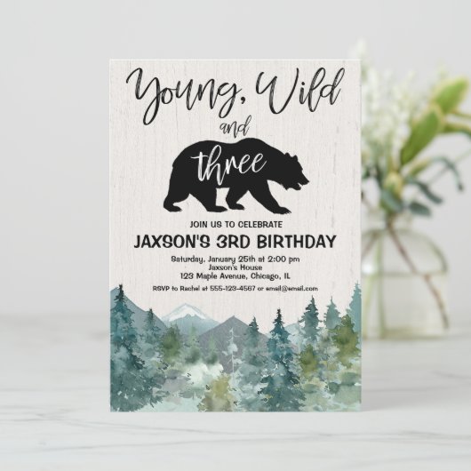 Junge wilde drei rustikale im Freien des Einladung (Stehend Vorderseite)