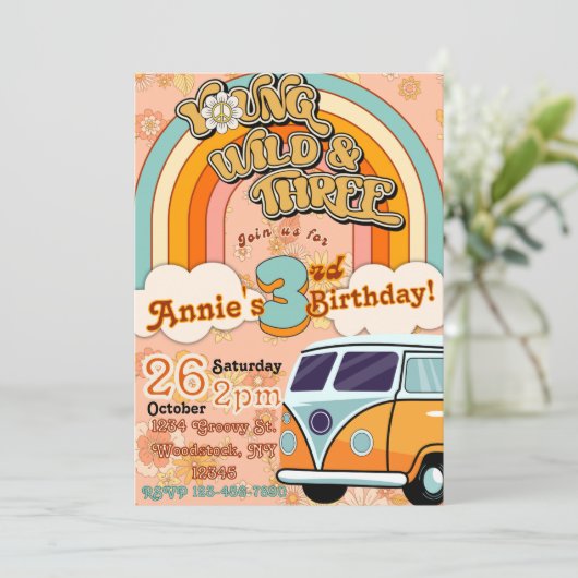 Junge, wilde & dreitägige Einladung zum Geburtstag (Stehend Vorderseite)