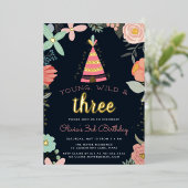 Junge, wilde & dreitägige Geburtstagsparty Folieneinladung (Stehend vorne)