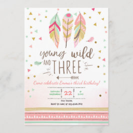 Junge wilde und drei einladen Girl Pink Gold 3. Einladung