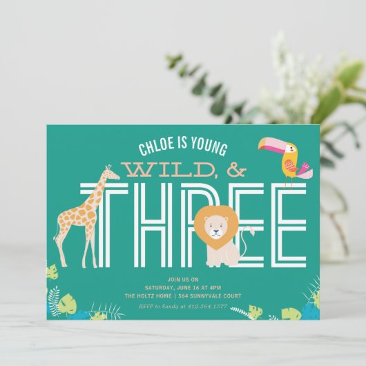 Junge, wilde und drei einladung (Stehend Vorderseite)