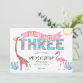 Junge, wilde und drei Geburtstage Einladung (Stehend Vorderseite)