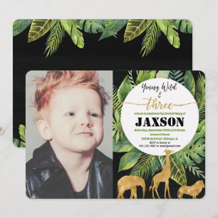 Junge Wildtiere und drei Jungen - Foto Einladung