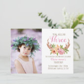 Junge Wildtiere und drei WaldGeburtstage laden ein Einladung (Stehend Vorderseite)