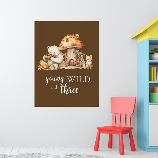 Junge Wildtiere und drei Waldtiere Poster (Kinderzimmer 1)