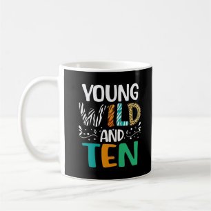 Junge Wildtiere und zehn 10. Geburtstagskinder Kaffeetasse