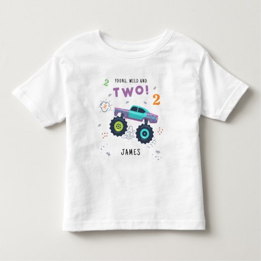 Junge Wildtiere und zwei Kinder-Monsterwagen zum z Kleinkind T-shirt (Vorderseite)