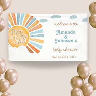 Junge Willkommen hier kommt der Sohn Baby Shower Banner
