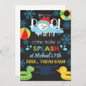 Junge Winter-Pool Party Geburtstagseinladung. Einladung (Vorne/Hinten)