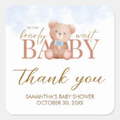 Junge, wir können frühes Abwarten Kinderdusche Quadratischer Aufkleber (Vorderseite)