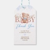 Junge wir können frühzeitig abwarten Baby Dusche F Geschenkanhänger (Vorderseite)