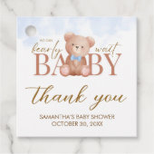 Junge, wir können frühzeitig abwarten Baby Dusche  Geschenkanhänger (Vorderseite)