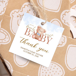 Junge, wir können frühzeitig abwarten Baby Dusche Geschenkanhänger