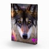 Junge Wolfe in fuchsienrosa Blume Fotoblock (Rechts)