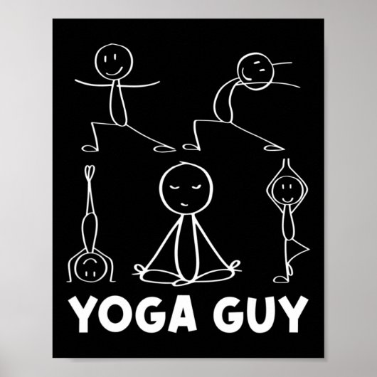 Junge Yoga-Typ Übungs-Strichmännchen  Poster (Vorne)