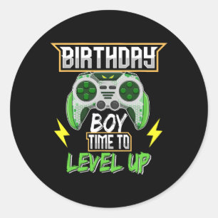 Junge Zeit, um Video Game Birthday Boys Kinder zu Runder Aufkleber