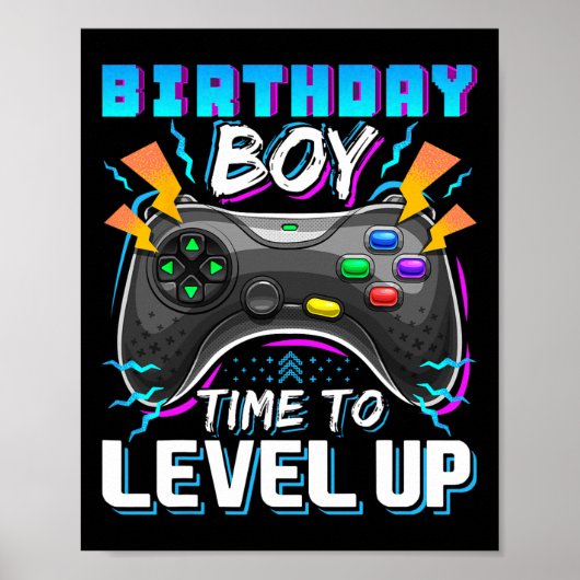 Junge Zeit, um Video-Game-Geburtstag-Gamer zu verb Poster (Vorne)