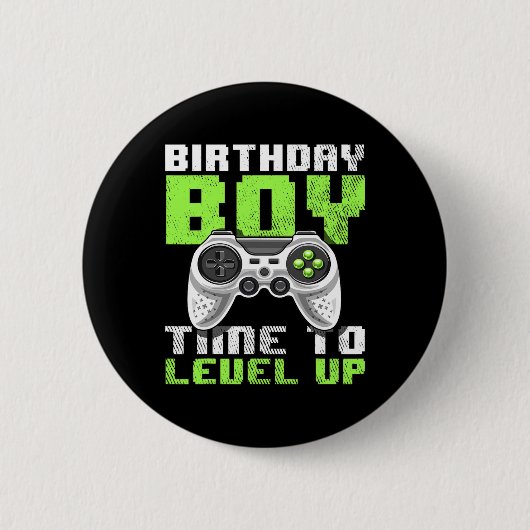 Junge Zeit, um Video-Spiel Geburtstag Geschenkboys Button (Vorderseite)