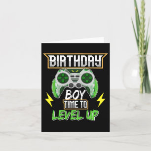 Junge Zeit zum Levelaufstieg Videospiel Geburtstag Karte