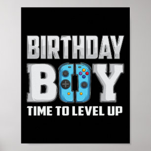 Junge Zeit zum Levelaufstieg Videospiel Geburtstag Poster
