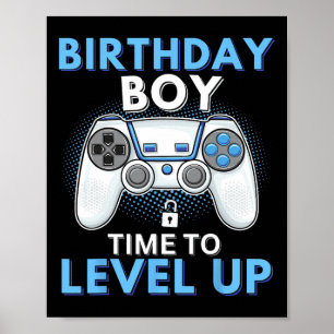 Junge Zeit zum Levelaufstieg Videospiel Geburtstag Poster