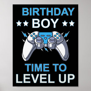 Junge Zeit zum Levelaufstieg Videospiel Geburtstag Poster