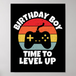 Junge Zeit zum Levelaufstieg Videospiel Geburtstag Poster