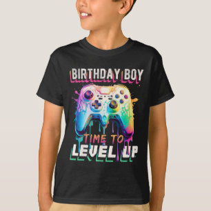 Junge Zeit zum Levelaufstieg Videospiel Geburtstag T-Shirt