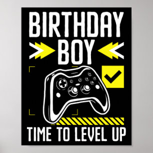 Junge Zeit zum Levelaufstieg Videospiel-Geschenk f Poster