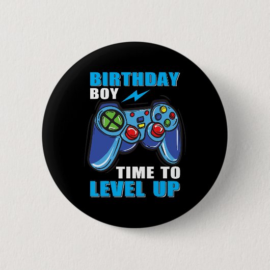 Junge Zeit zum Levelaufstieg Videospiel Jungen Button (Vorderseite)