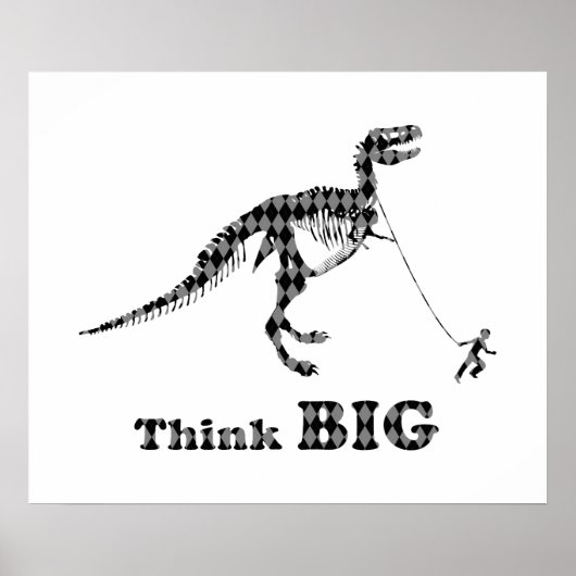 Junge zu Fuß einen Tyrannosaurus Rex ~ denken Sie  Poster (Vorne)