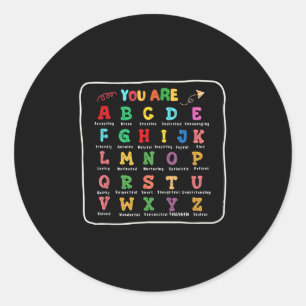 Junge Zurück Zur Schule Du Bist Buchstaben Alphabe Runder Aufkleber