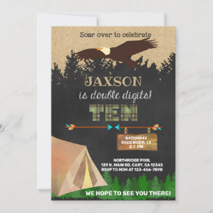 Junge zweistellige 10-tägige Camping Adler einlade Einladung