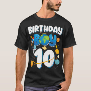 Jungen 10. Geburtstag Astronaut Raum Planeten Vier T-Shirt
